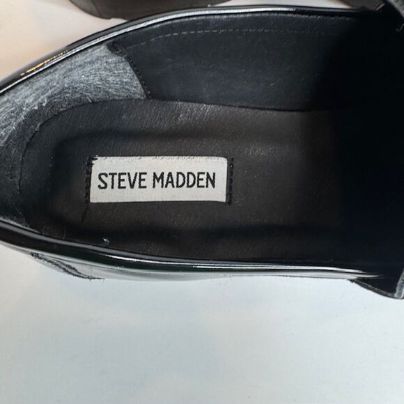 Steve Madden Sz 11 Black Patent Langsten Leather Platform Loafers - Picture 6 of 11